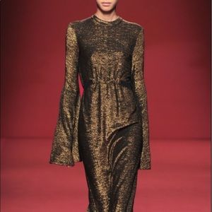 PORTS 1961 metallic dress midi raw edge trending party new year Christmas